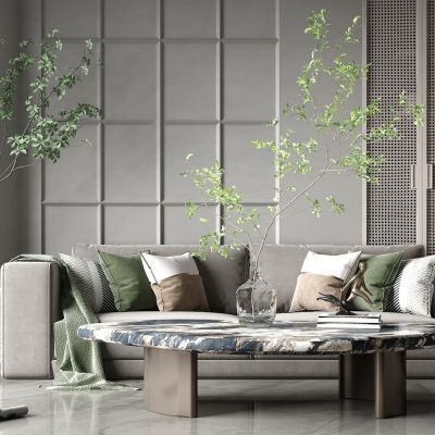 现代轻奢布艺多人沙发