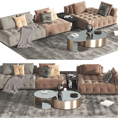 现代沙发茶几组合，多人沙发，休闲沙发，茶几，转角沙发，休闲椅，地毯，摆件，组合沙发，长茶几，布艺多人沙发