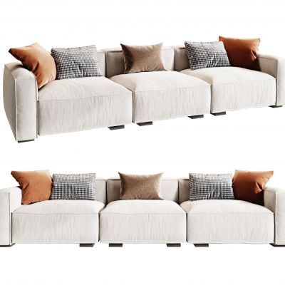 现代布艺三人沙发