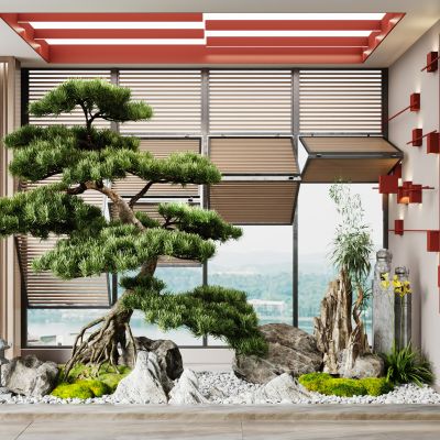 新中式植物造景 景观小品