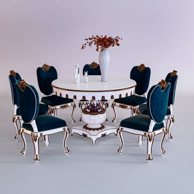 欧式雕花餐桌椅组合