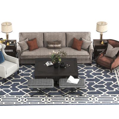 美式沙发茶几组合