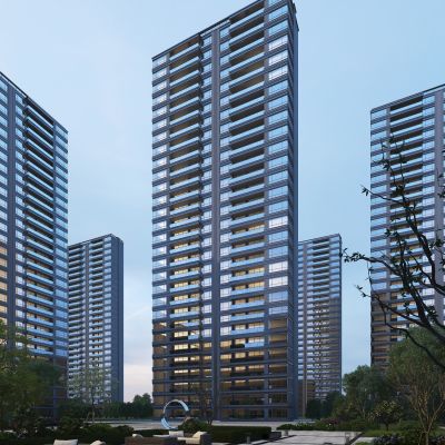高层住宅群体单体3D模型