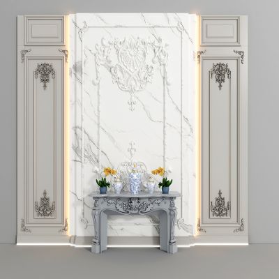 法式墙面背景,壁炉