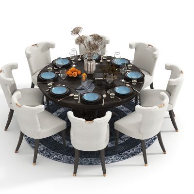 美式圆餐桌椅组合