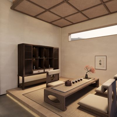 现代侘寂风家居茶室