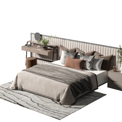 新中式布艺双人床组合