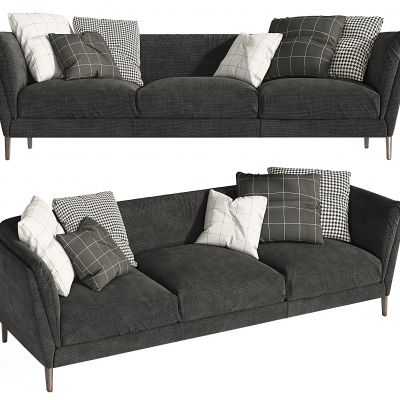 现代布艺三人沙发，休闲沙发，办公沙发，三人沙发，多人沙发，抱枕，接待沙发