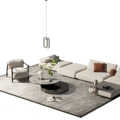 新中式极简沙发茶几组合