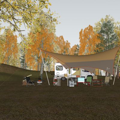 现代露营公园景观帐篷