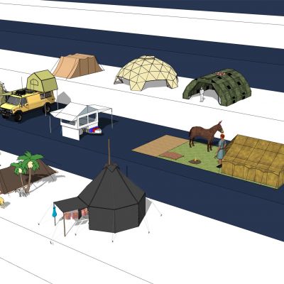 现代露营公园景观帐篷