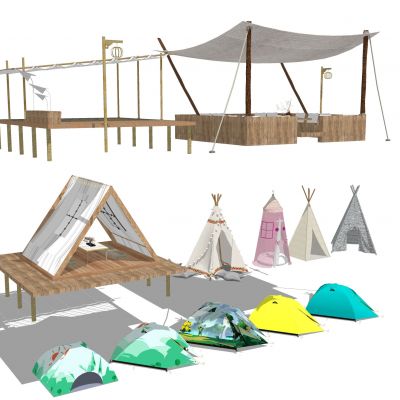 现代露营公园景观帐篷