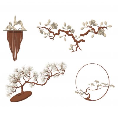 新中式墙面装饰小品