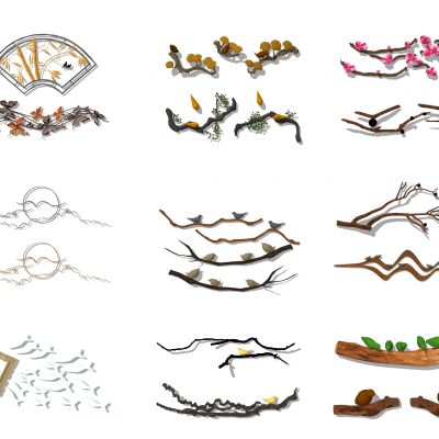 新中式墙面装饰小品