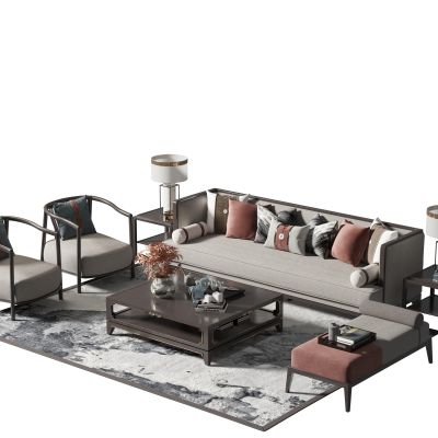 新中式沙发茶几组合