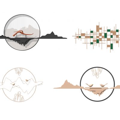 新中式墙面装饰小品