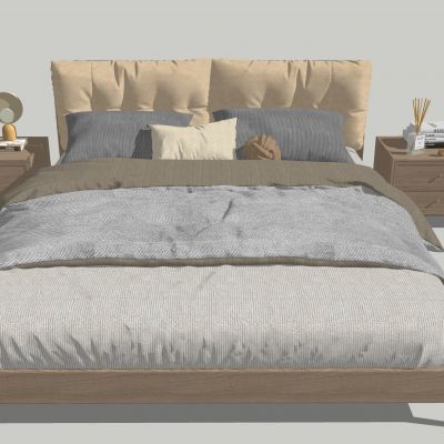 现代双人床 床头柜 床具 软装家具