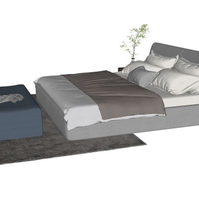 现代双人床 床头柜 床具 软装家具