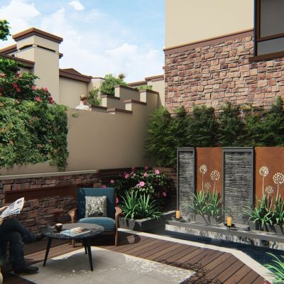 现代下沉庭院 别墅庭院 别墅花园