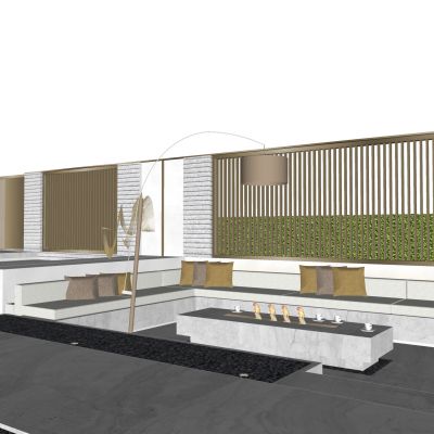 现代下沉庭院 别墅庭院 别墅花园