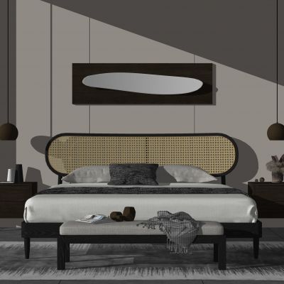 现代双人床 床头柜 床具 软装家具