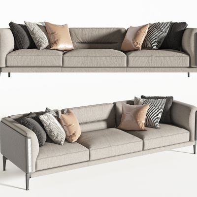 现代布艺三人沙发，休闲沙发，办公沙发，三人沙发，多人沙发，抱枕，接待沙发
