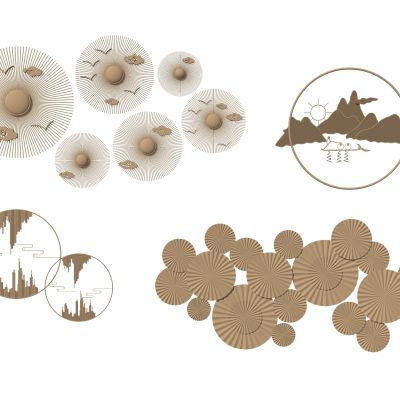 新中式墙面装饰小品