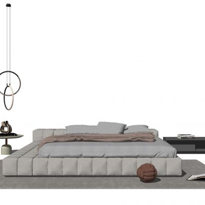 现代双人床 床头柜 床具 软装家具