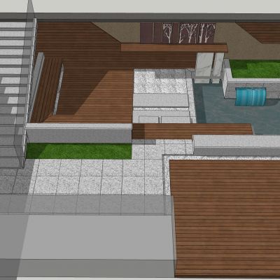 现代下沉庭院 别墅庭院 别墅花园