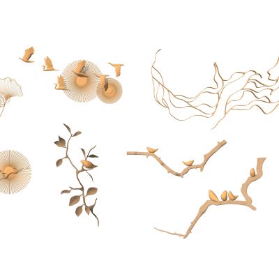 新中式墙面装饰小品