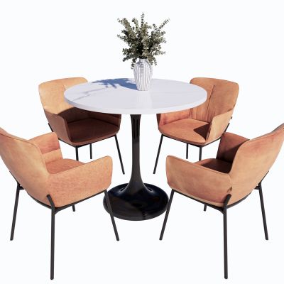 现代休闲桌椅组合休闲椅洽谈桌椅SU模型