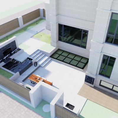 现代下沉庭院 别墅庭院 别墅花园