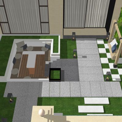 现代下沉庭院 别墅庭院 别墅花园