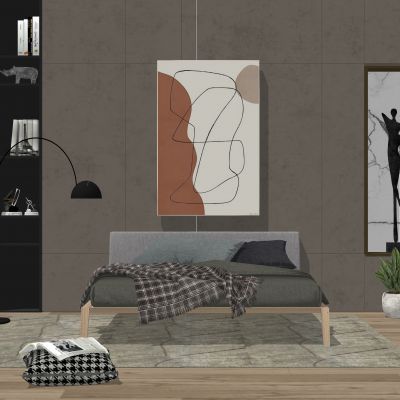 现代双人床 床头柜 床具 软装家具