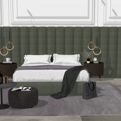 现代双人床 床头柜 床具 软装家具