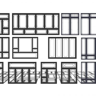 现代门窗组合SU模型 