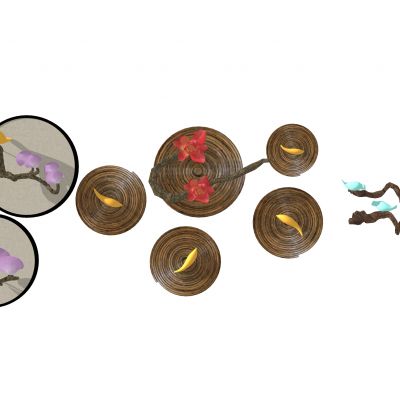 新中式墙面装饰小品