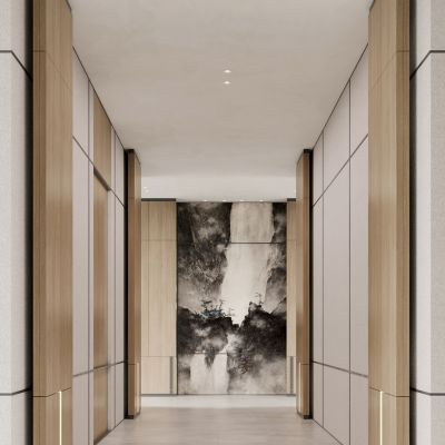 现代中式酒店过道