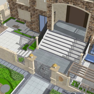 现代下沉庭院 别墅庭院 别墅花园