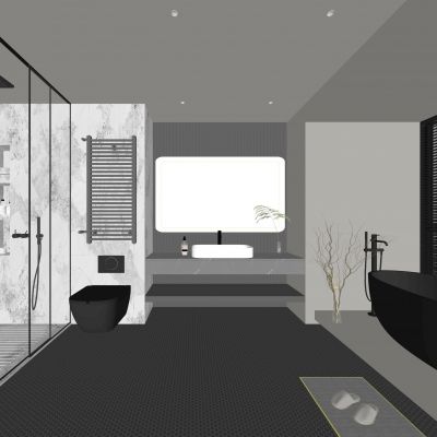 现代卫生间 马桶 浴室柜 洗脸盆 镜子 坐便器 浴缸 摆件SU模型