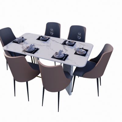 现代室内餐桌餐椅SU