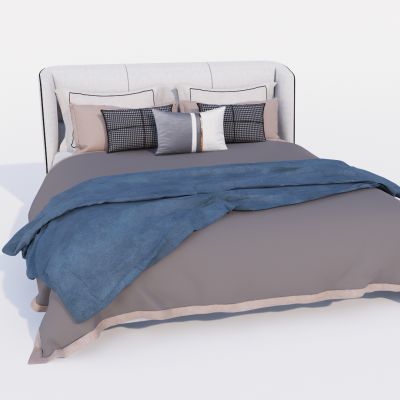 现代双人床 布艺床