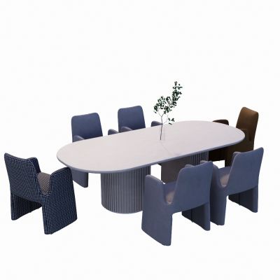 现代室内餐桌餐椅SU