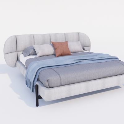 现代双人床 布艺床