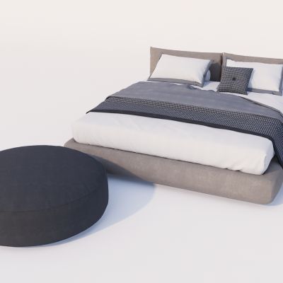 现代双人床 布艺床