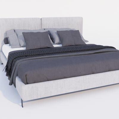 现代双人床 布艺床