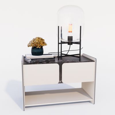 现代床头柜 灯具 台灯 摆件组合