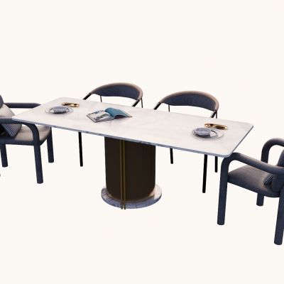 现代室内餐桌餐椅SU