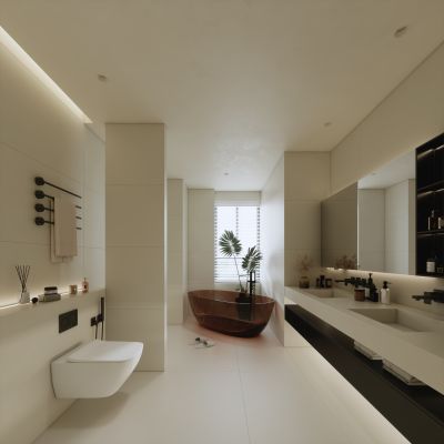 诧寂风格_卫生间_装饰品_洗手盆_马桶_植物