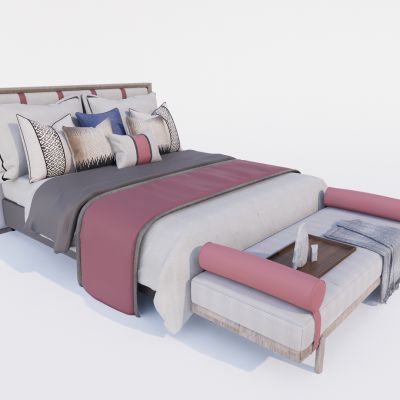 现代双人床 布艺床